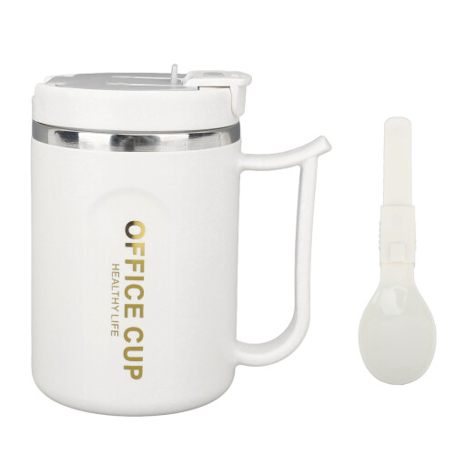 304 Edelstahl-Isolierkaffeetasse 500ml Hellgrau mit Griff 2
