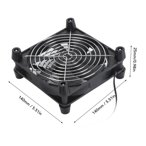 140mm 12V Schwarzer Leiser Einstellbarer PC-Lüfter – 0,45A 1