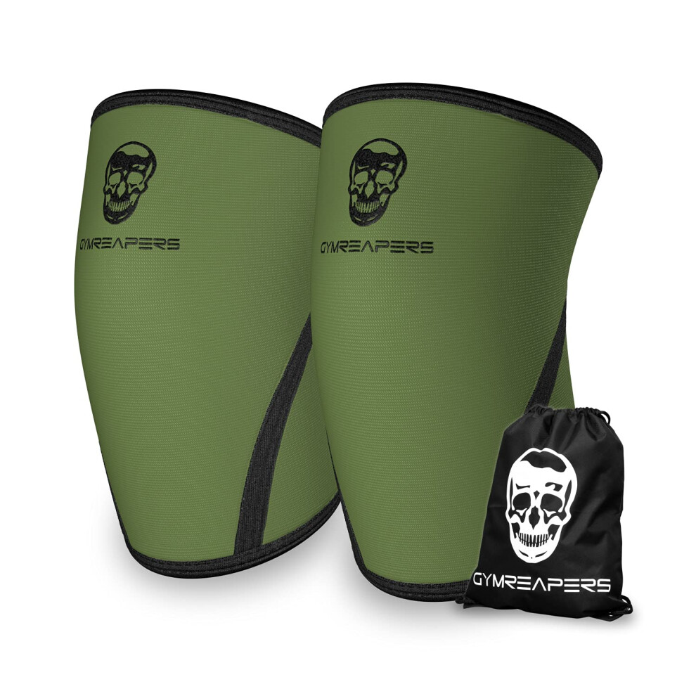 Gymreapers Knee Sleeves (Pair W/ Bag) - Knee Compression Sleeve Support For Squats, Weightlifting, And Powerlifting - 7Mm Neoprene Sleeves - 1 Year Wa