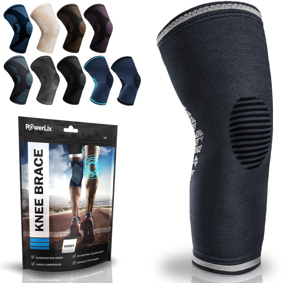 Powerlix Compression Knee Sleeve For Women & Men, Medical Knee Brace For Arthritis & Knee Pain Relief, Meniscus Tear & Injury Recovery, Knee Support &