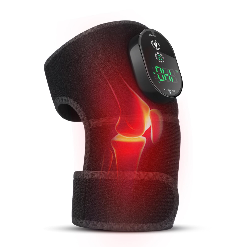 Heated Knee Brace for Pain Relief, Rechargeable Cordless 3 in 1 Knee Shoulder Elbow Wrap with 6Level Heat and Timer