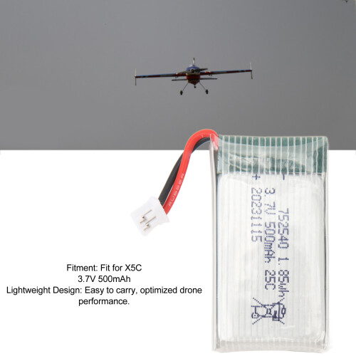 3.7V 500mAh LiPo 25C PH2.0 Plug for X5C Quadcopter 2