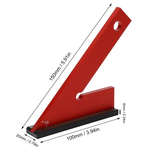 45 Aluminum Machinist Square with Base, 150mm Slant 1