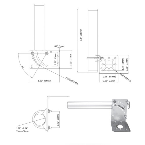 Stainless Steel Wall Mount Kit for V2 Rectangular Dish and More STL 90D02 1