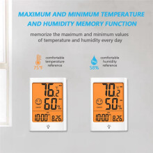 Indoor Hydrothermograph with Humidity Monitor, Backlight, , Alarm, Comfort Indicator for Home, School