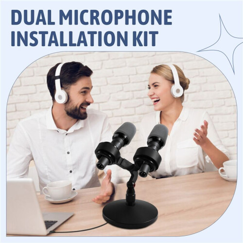 Dual Microphone Installation Kit Universal Stand Microphone Twin Support Microphone Shock Mount