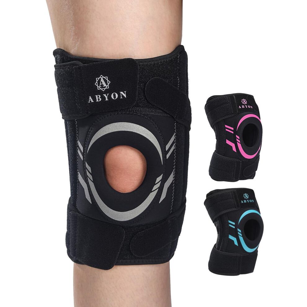Abyon Knee Support For Men And Women Meniscus Tear, Arthritis, Acl, Mcl - Adjustable Knee Brace, Neoprene Patella Stability Wrap With Dual Side Spring