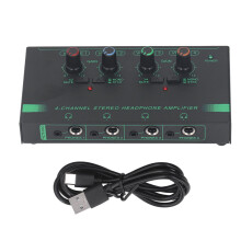 Amplificatore per cuffie stereo con controllo del volume tramite manopola rotante, amplificatore per cuffie a 4 canali per streaming live e creazione