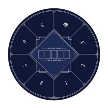 nuveti 24/31/47/55 tommer Rund Poker Mat til Texas Holdem | Bærbart Poker Bord med Art Deco Layout Print