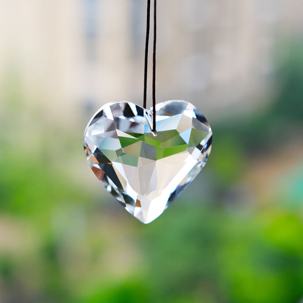 Crystal Heart Prism Suncatcher Ornament 48G Geometric Polish White 5071388345767