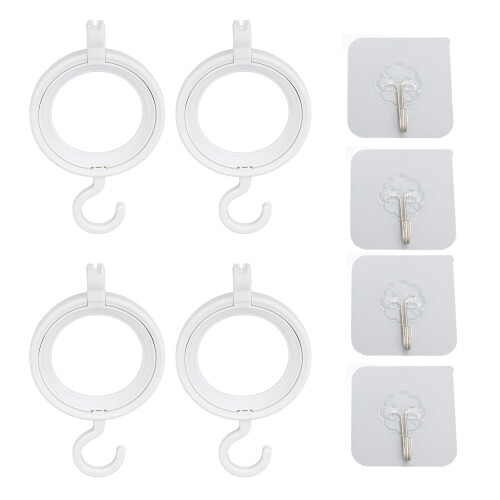 4pcs Foldable ABS Hanging Wig Stand, Round White Storage Holder 1