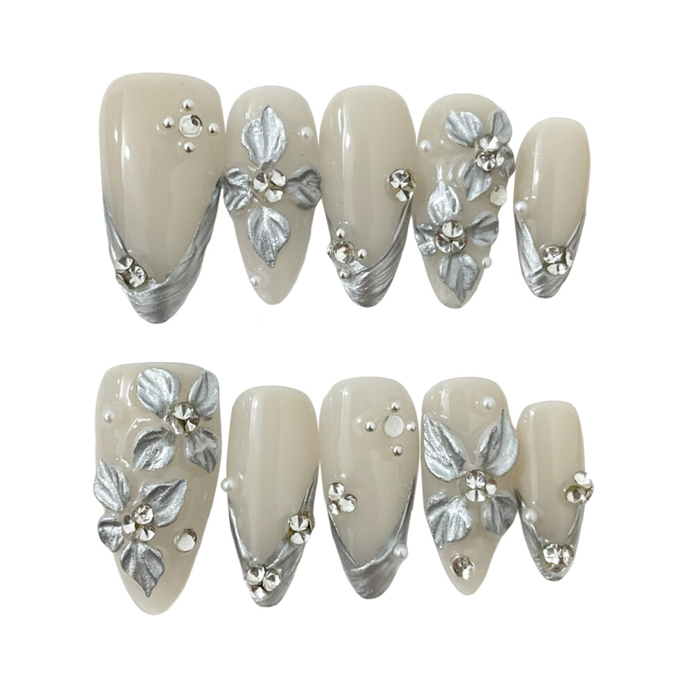 Hue-Grain (Xs) 10Pcs Flower False Nails - Sweet & Reusable