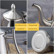(Silver, 1l) Stainless Steel Teapot with Strainer, Easy Clean, Ergonomic