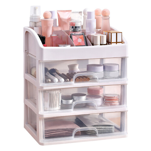 Spacious Clear Plastic 3 Tier Makeup & Jewelry Storage Box with Secure Closure 1
