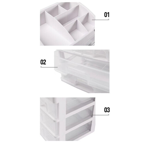 Spacious Clear Plastic 3 Tier Makeup & Jewelry Storage Box with Secure Closure 2
