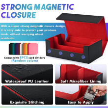 Card Storage Box for Trading Cards,Card Deck Case, Magnetic Closure Card Holder for Magnetic Game Cards Black