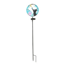Estatueta de Gato de Metal com Luz de Estaca Solar Externa para Gato com Luzes Solares, Decoração de Jardim, Gramado de Pátio