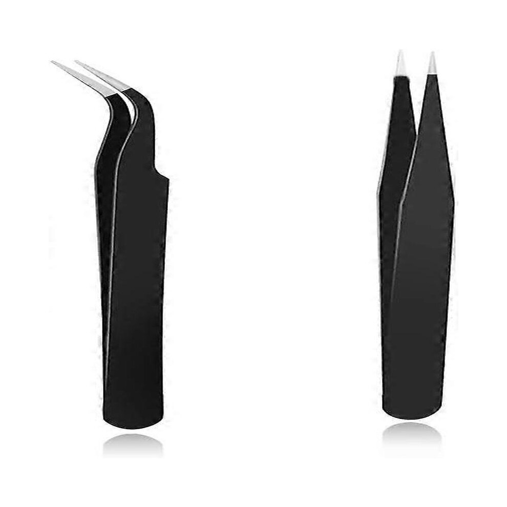 Industrial Tweezers,for Craft,Soldering, Laboratory Work, Jewelry-Making,for Modeling, Electronic Repair (2pcs black)