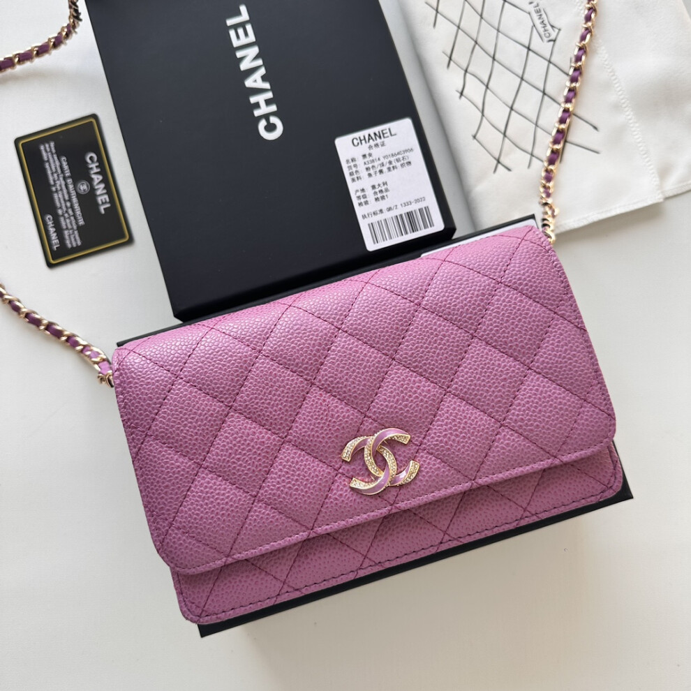 Xhrain Chanel Classic Woc Small-Grained Calfskin Flap Bag A33814 19Cm Purple