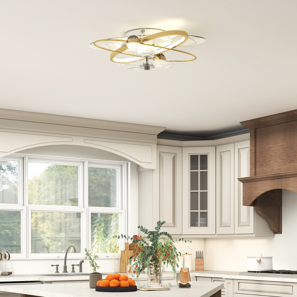Homcom (Silver) Ceiling Fan With Light And Remote & App Control Led Ceiling Fan Light