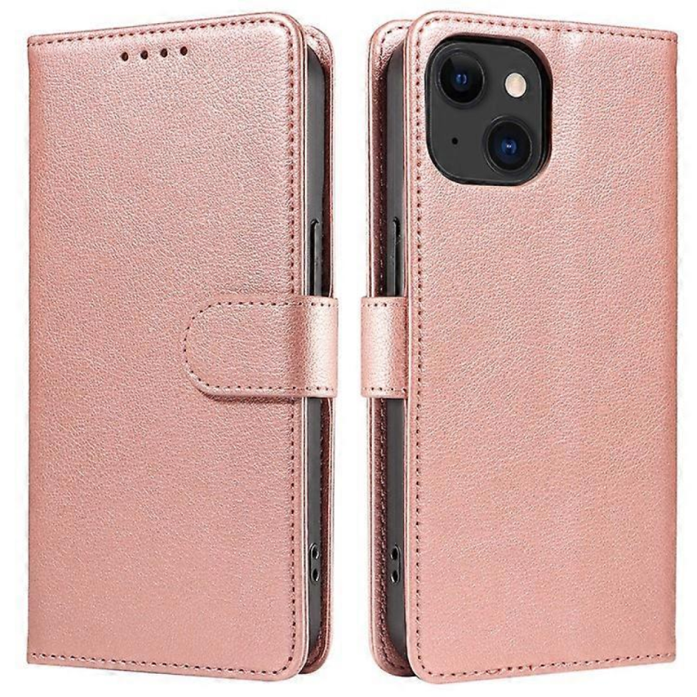 (Pinkgold) Compatible For Iphone 15 Plus Leather Case Litchi Texture Rfid Wallet Stand Phone Cover 5996097997659