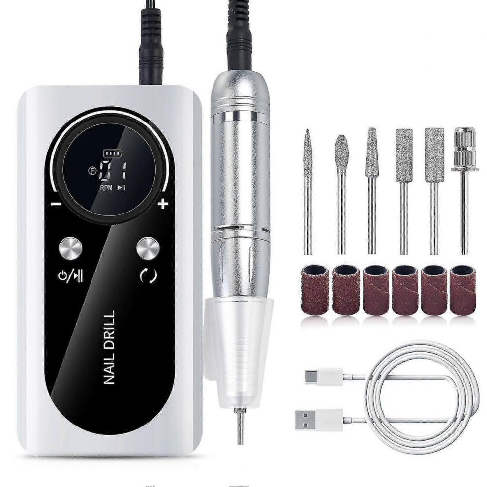 White (White) 45000Rpm Professional Electric Nail Drill Machine With 6Pcs Nail Drill Bit For Home Salon