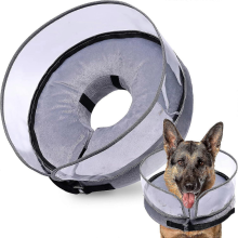 (Grey, M) Dog Cone, Inflatable Dog Cone After Surgery For Small Medium Large Dogs, Soft Cones With Enhanced Anti-licking