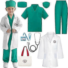 (150CM) Arztkostüm-Set für Kinder, mit echtem Stethoskop und Tragetasche, für Mädchen und Jungen