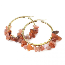 (2) Ohrringe aus Naturkristall, große Creolen im Boho-Stil, Geburtstagsgeschenk