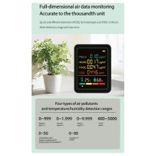 MT07WT 6-in-1 Indoor Air Quality Monitor Portable PM2.5 Tester Household HCHO TVOC CO2 Temperature Humidity Tester White