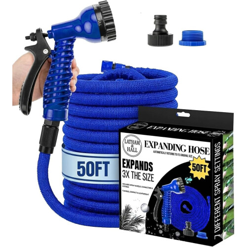 Latham & Hall 50 FT Expanding Garden Hose - BLUE