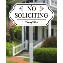 i-CowFun Heavy Duty No Soliciting Sign - Metal Construction Yard Sign 14" x 7" - Aluminum with 28" Stake (SORT)