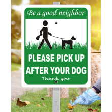i-CowFun Heavy Duty Aluminium Sign Please Clean Up After Your Dog, 12" x 10" with 28" Stake