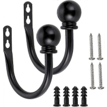 Pair of Lightweight Metal Curtain Hooks - Retro Wall Mount for Curtain Tiebacks