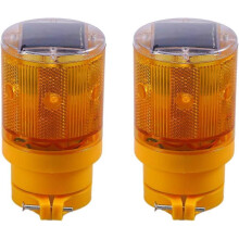 Solar Traffic Light Flashing Wireless Barricade Safety Beacon Lamp 2pcs (Orange) [Energy Class A+]