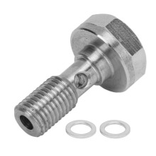 Parafuso Banjo M8x1,0mm com excelente vedação, resistente ao calor e robusto, com 2 arruelas para sistemas de tubulação.