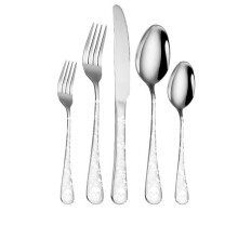 (Silver, 5piece Set) 5pcs Skull Pattern Matte Silverware Set Stainless Steel Matte Flatware Set for Daily Halloween Party Event