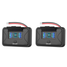 2X Pannello di Presa USB da Parete A 4 Porte da 78 W, 12 V, Doppio Caricabatterie PD da 36 W e Doppio Caricabatterie QC3.0 da 18 W con Interruttore A