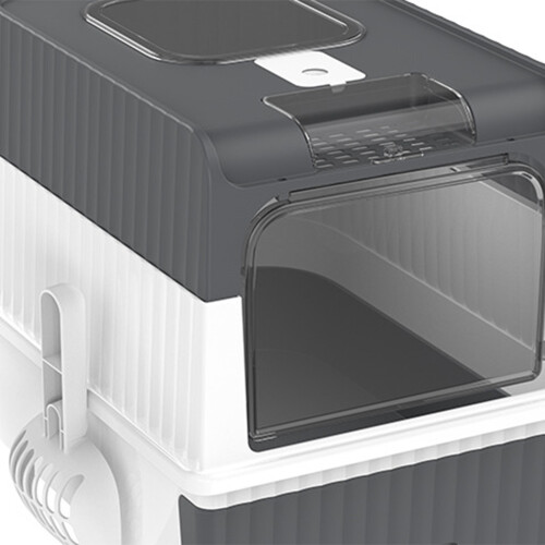 Large Gray Drawer Cat Litter Box with Odor Control, Fully Enclosed ...