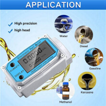 4X Digital Turbine Water Flow Meter Digital LCD Display with NPT Counter and FNPT Thread Gas Oil Fuel Flowmeter (1 Inch)