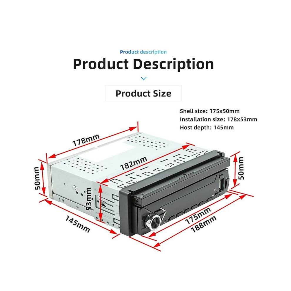 Car Portable Radio Bluetooth Mp5 Fm The Host 9612W 1Din 7Inch Car Retractable Screen Wireless Carpl 3534881293451