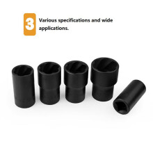 6 Pieces of Broken Nut Extractor with 17mm, 19mm, 21mm, 23mm, 27mm Sleeve and Central Piercing Rod Nut Removal Tool Kit