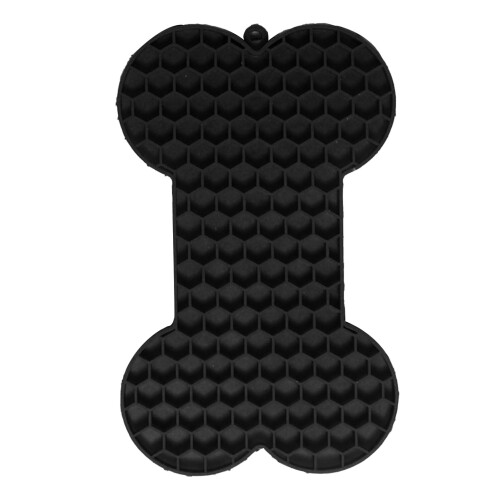 Bone-Shaped Pet Slow Feeding Pad, Silicone, Black