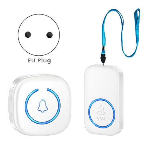 Wireless Lanyard Button Call Pager Emergency SOS Pager Emergency Call Button for Kids Elderly Call System White EU Plug 1