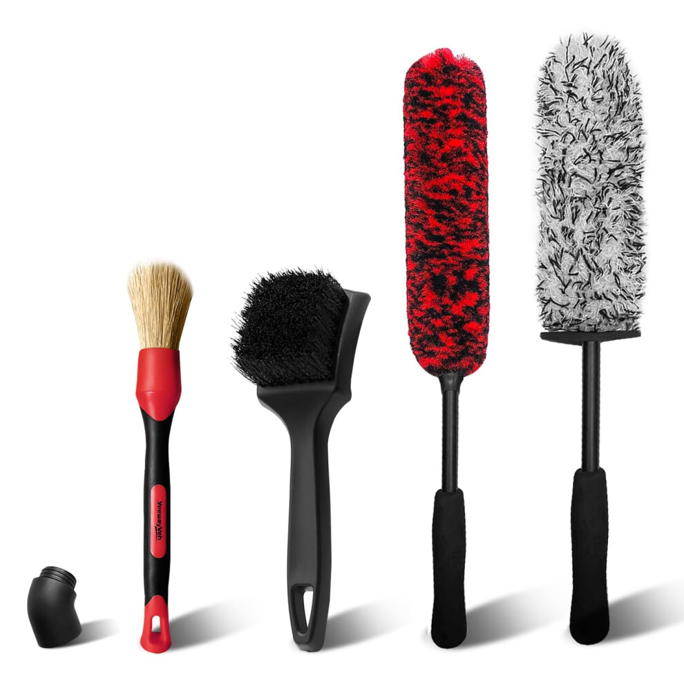 Yeewayveh 4 Pcs Alloy Wheel Brush Kit, Bendable Car Wheel Brush And Microfiber Rim Brush, Tire Brush And Car Detailing Brush 5051226519826