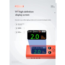 Ozone Detector 3-in-1 Portable O3 /Temperature/Humidity Tester Air Quality Household O3 Monitor USB Charging Orange
