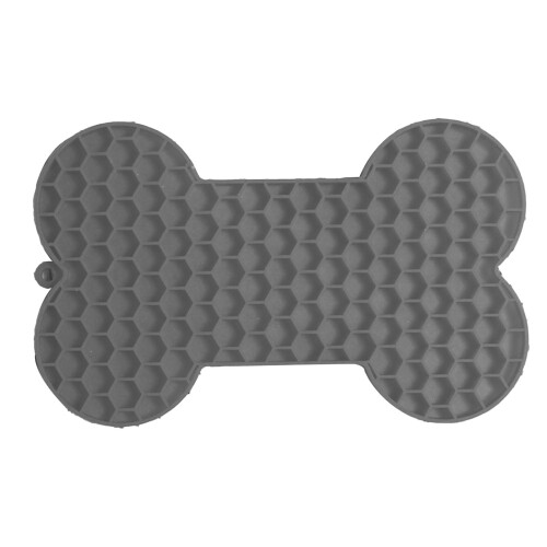 Bone Shape Silicone Slow-Feeding Pad, Indoor Gray 1