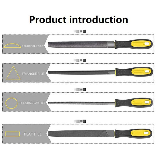 19Pcs Metal Steel File Grinding Tool with Flat File, Semi-Circular File, Circular File, Triangular File and Needle File. 1