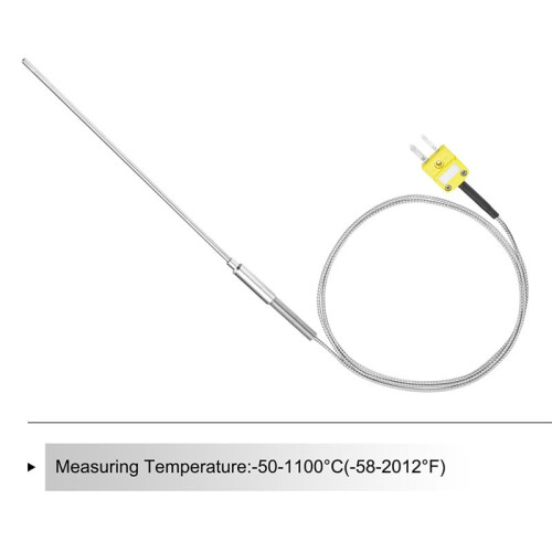 K Type Thermocouple with Plug, Meter Temperature Sensor Probe -50 to 1100C,3.3ft Wire 3.2x150mm 2