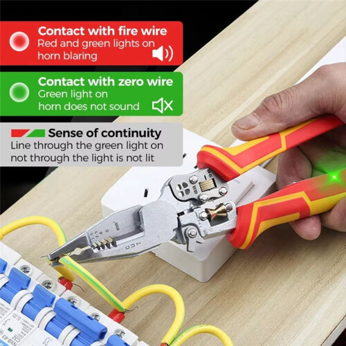 Multi-Function Wire Stripper Electricians Voltage Testing Cable Cutting Scissors Crimping Pliers 1